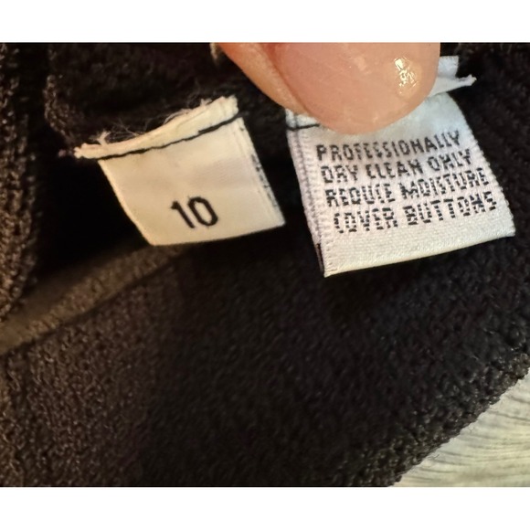 St. John Evening Basics Black Knit Dress Rhinestone Buttons Size 10 - Picture 3 of 10